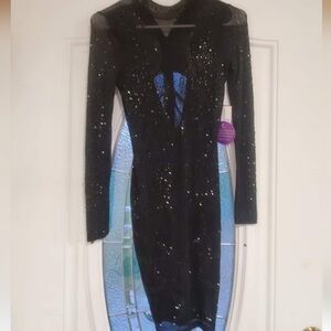 Elegant Black Sequin Mini Dress